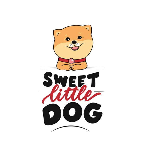 甘い小さな犬のカード 漫画の動物は 国家犬の日 休日のデザインに適しています 手描きのテキストのスピッチはベクトルイラストです — ストックベクタ