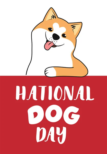 Cartoonish Dog Good National Dogs Day Head Akita Hand Drawn — Stock Vector