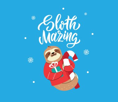 Şeker kamışlı komik hayvan mutlu yıllar için iyidir.