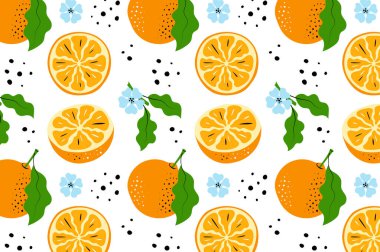 Beyaz Arkaplanda Turuncu Meyve Örnekleri. Kusursuz Citrus Vektör İllüstrasyonu, Ambalaj Kağıdı, Tekstil Tasarımı, Kahraman Resmi