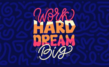 Motivasyonel Alıntı Çalışmalı Retro Stil El Harfli Sancak Büyük Düşler Büyük ve Kalıplaşmış Arkaplan