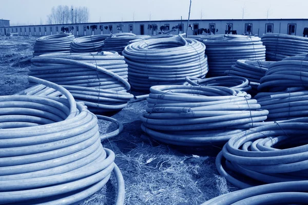 Plastic pipe stacked toghter — Stock Photo, Image