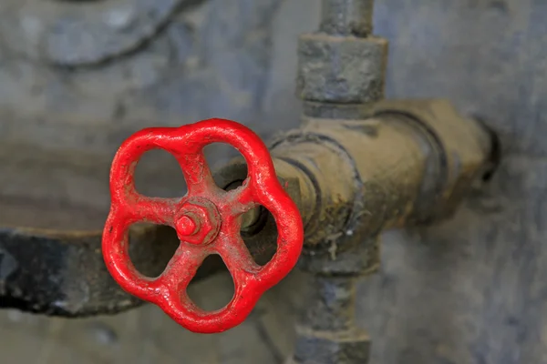 Red hand control valve — Stock Photo, Image