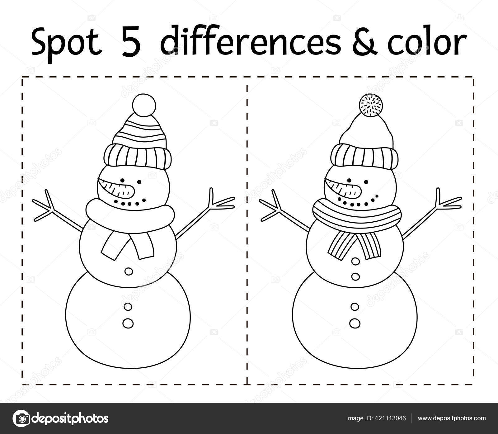 Natal encontre diferenças e jogo de cores para crianças atividade  educacional de inverno com papai noel engraçado planilha imprimível para  crianças página para colorir de ano novo bonito com pai frostxa