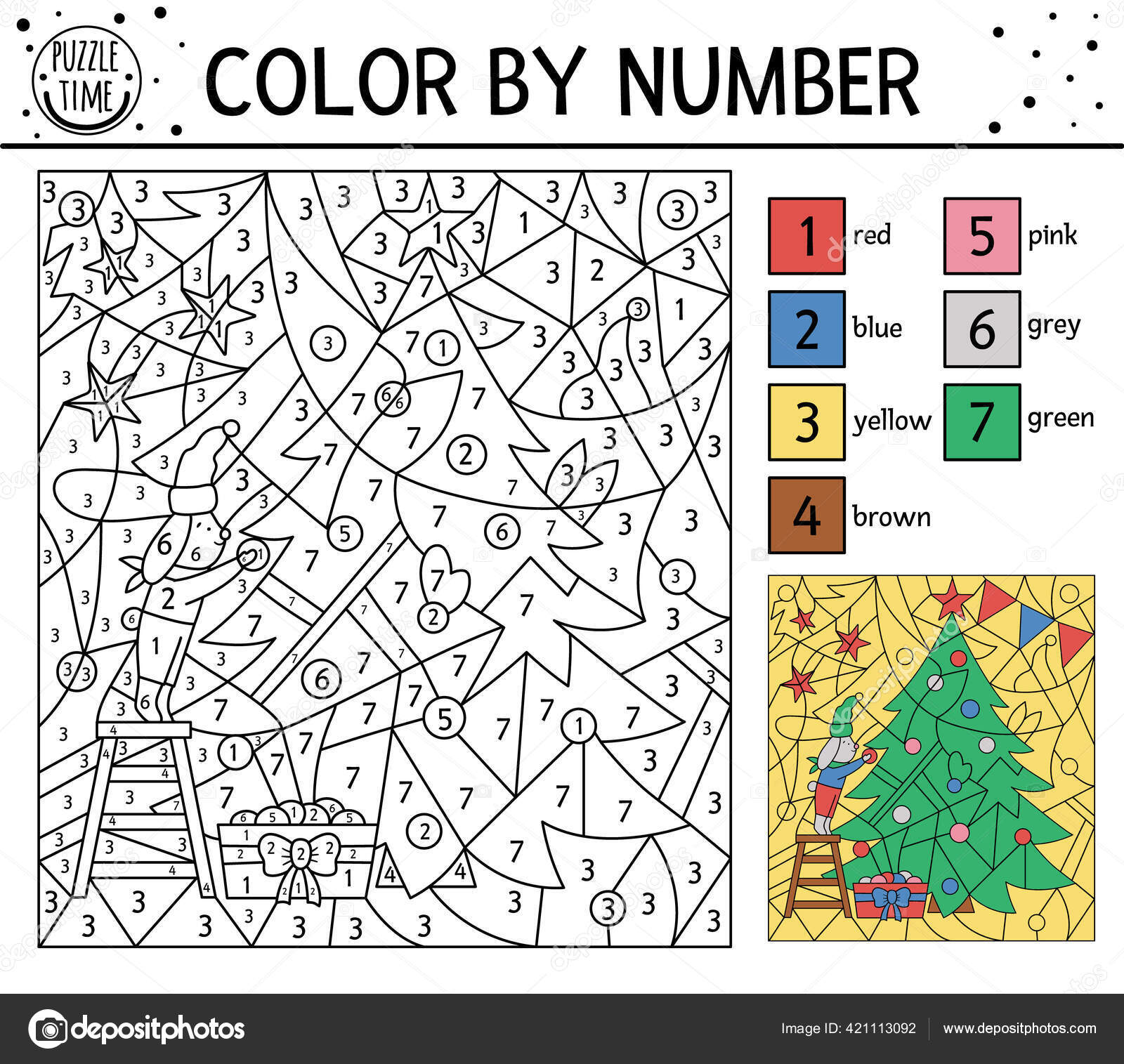Premium Vector  Christmas color by number for adult and kids