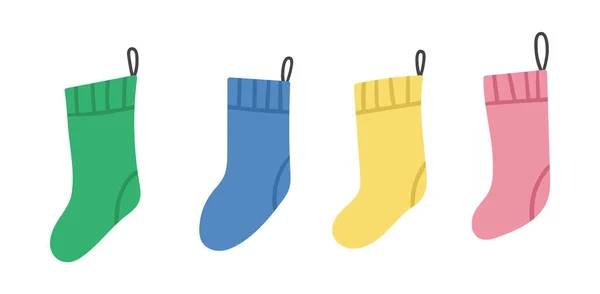 Διάνυσμα Σύνολο Χρωματιστές Κάλτσες Για Δώρα Που Απομονώνονται Λευκό Φόντο — Διανυσματικό Αρχείο