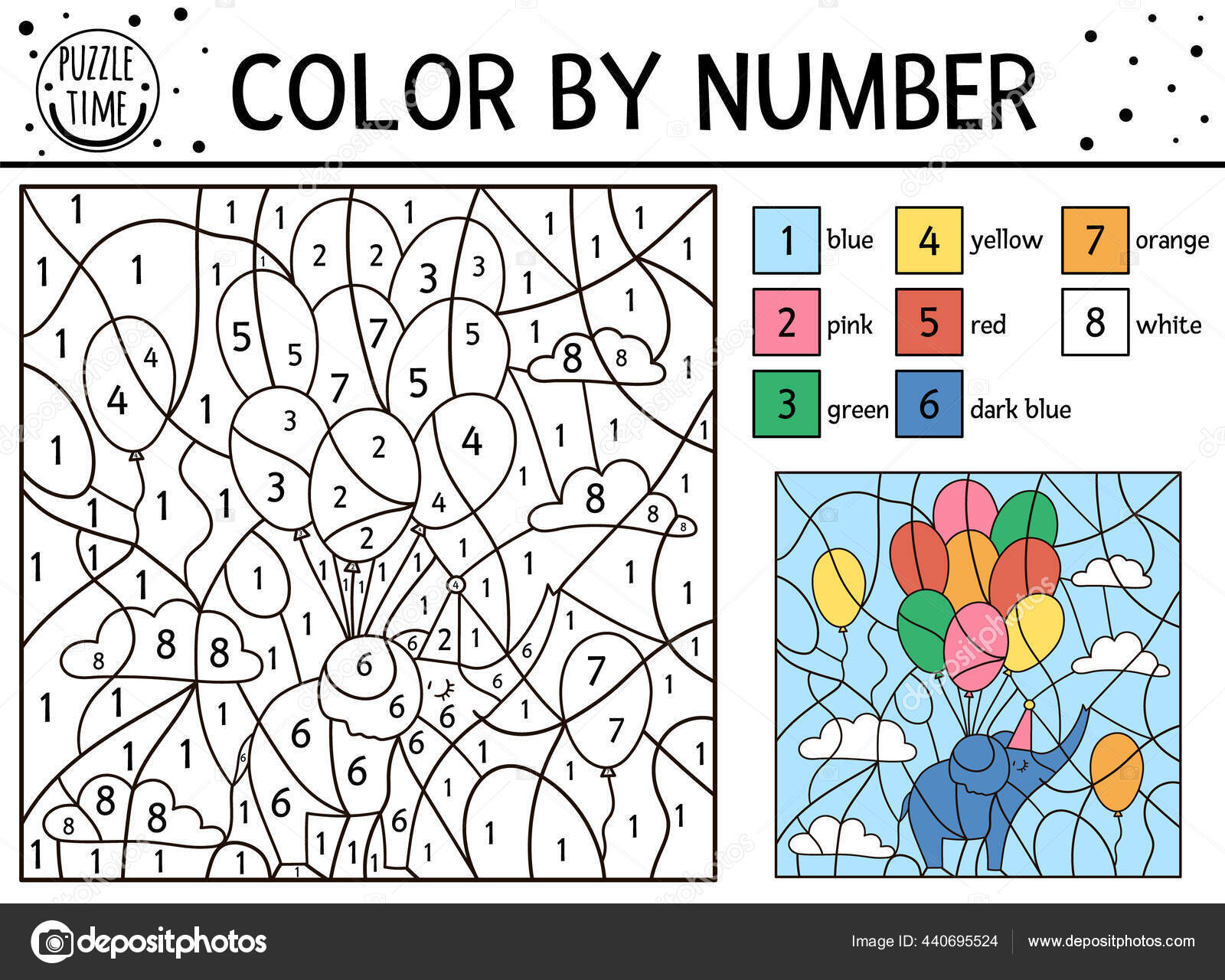 Atividade de colorir por número, atividade de colorir por código para  crianças, desenho de cavalo-marinho para colorir