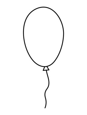 Şirin siyah beyaz balon. Kart, poster, baskı tasarımı için komik bir doğum günü hediyesi. Çocuklar için ana hatlı tatil illüstrasyonu. Beyaz arka grupta kutlama çizgisi simgesi izole edildi