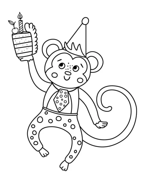 Macaco Dos Desenhos Animados Doodle Animal Engraçado Infantil Linha Preto E  Branco Vector Illustration Ilustraciones svg, vectoriales, clip art  vectorizado libre de derechos. Image 94238111