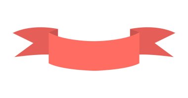 Tatil dekorasyonu için vektör boş kırmızı kurdele. Kart, davetiye ve tasarım için eğik afiş illüstrasyonu. Parlak bilgi panosu veya beyaz arkaplanda izole edilmiş bant bükme.