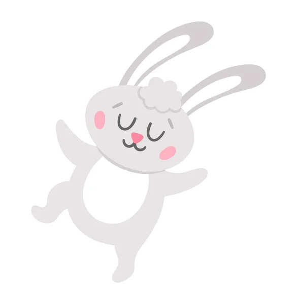 Vector Easter Bunny Icon Dancing Rabbit Isolated White Background Cute — Stock Vector