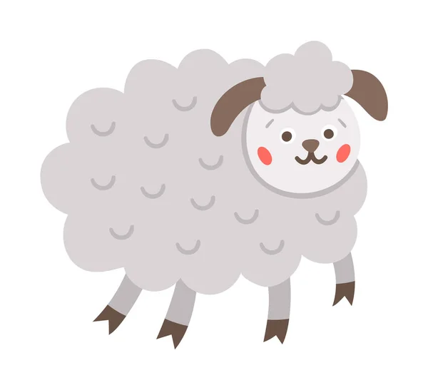 Значок Векторной Овцы Симпатичное Улыбающееся Фермерское Животное Изолировано Белом Фоне — стоковый вектор