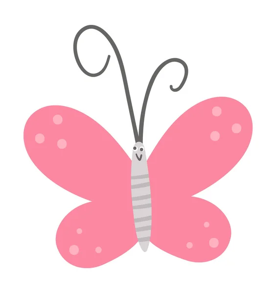 Векторный Плоский Розовый Значок Бабочки Забавная Лесная Местность Лес Садовое — стоковый вектор