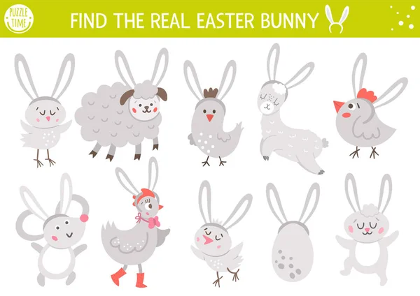 Gerçek Tavşanı Bul Çocuklar Için Paskalya Etkinliği Çocuklar Için Komik — Stok Vektör
