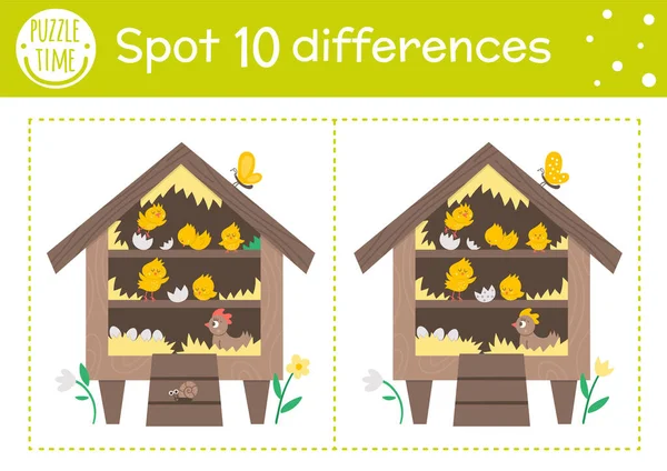 Pâques Trouver Des Différences Jeu Pour Les Enfants Activité Éducative — Image vectorielle