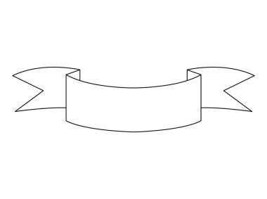 Tatil dekorasyonu için boş siyah beyaz kurdele. Kart, davetiye ve tasarım için eğri çizgili afiş çizimi. Bilgi panosu veya bant beyaz arkaplanda izole