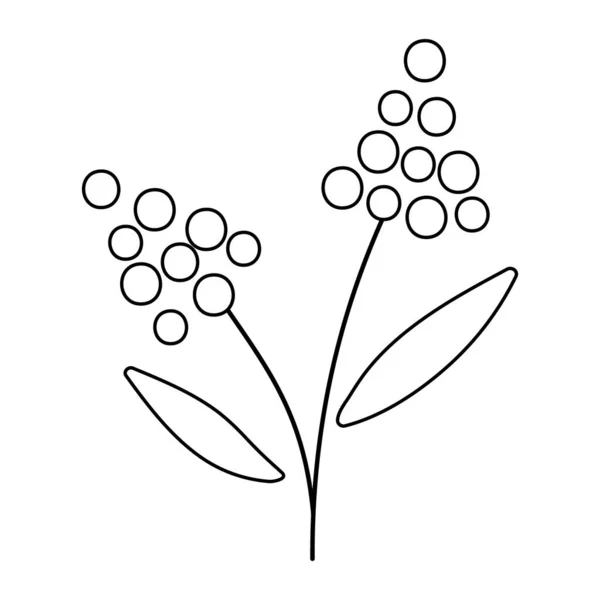 Icône Vectorielle Fleurs Noires Blanches Première Floraison Plantes Contour Illustration — Image vectorielle