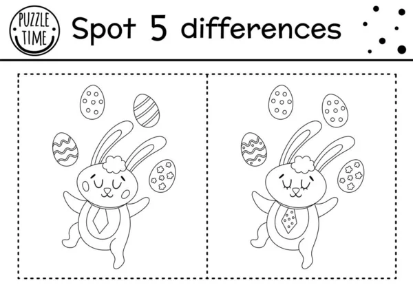 Pâques Trouver Des Différences Jeu Pour Les Enfants Activité Éducative — Image vectorielle