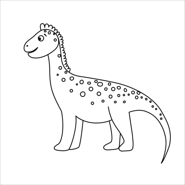 Векторная Черно Белая Икона Динозавра Выделена Белом Фоне Рисунок Дино — стоковый вектор