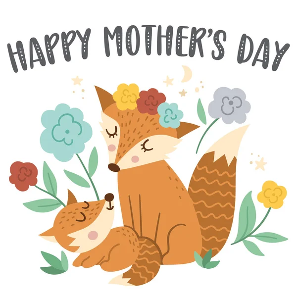 Carte Vector Mothers Day Avec Des Éléments Boho Mignons Conception — Image vectorielle