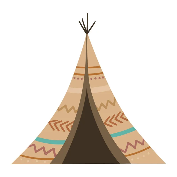 Boho Wigwam Vektor Bohém Sátor Ikon Elszigetelt Fehér Háttérrel Amerikai — Stock Vector