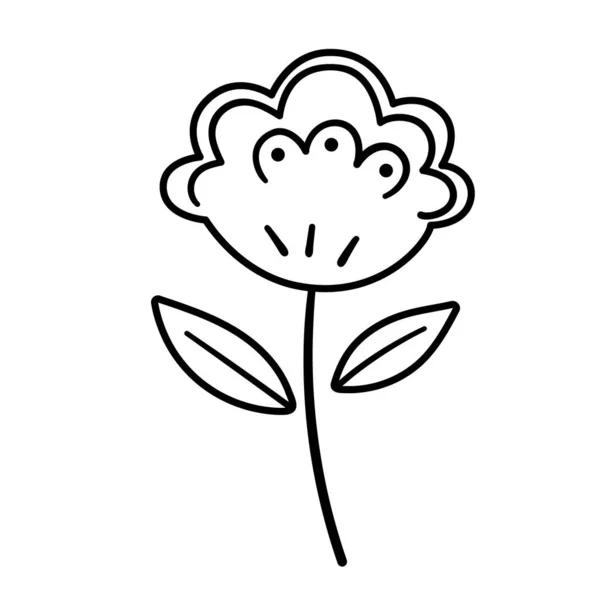 Διάνυσμα Μαύρο Και Άσπρο Λουλούδι Απομονώνονται Λευκό Φόντο Floral Γραμμή — Διανυσματικό Αρχείο