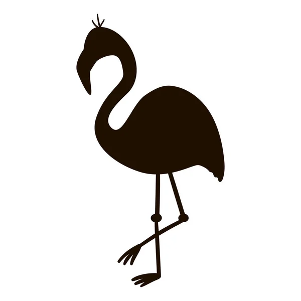 Vetor Bonito Silhueta Flamingo Engraçado Isolado Fundo Branco Engraçado Tropical — Vetor de Stock
