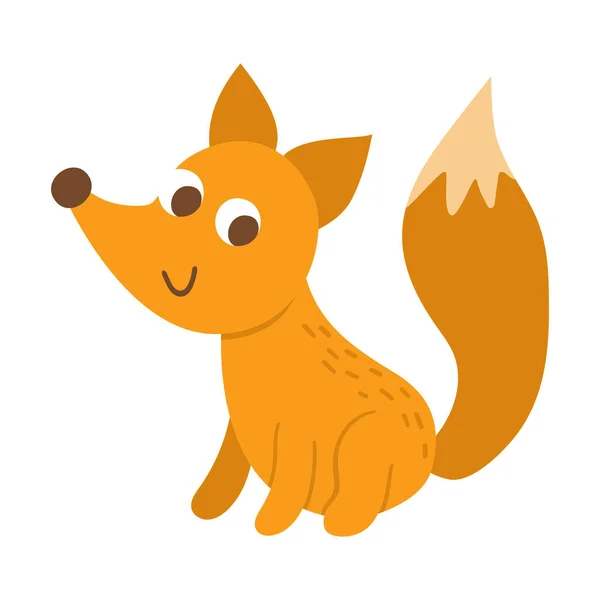 Vector Sitting Smiling Fox Funny Woodland Animal Icon Cute Forest — Stock Vector