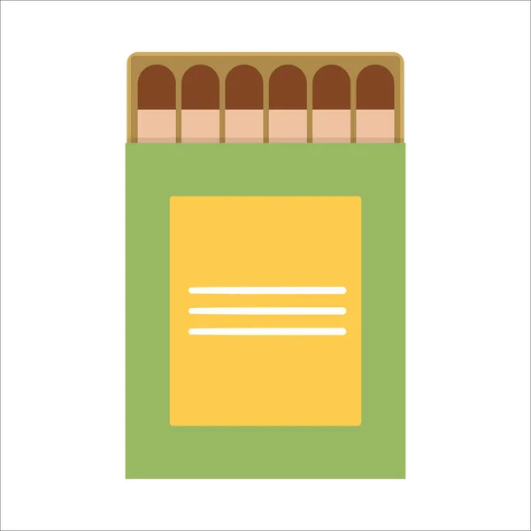 Vector Match Box Icon Isolated White Background Burning Stick Illustration — Stock Vector