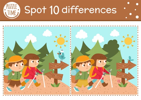 Trouver Jeu Différences Pour Les Enfants Camp Été Activité Éducative — Image vectorielle