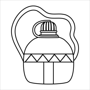 Vector black and white flask icon isolated on white background. Portable outline water bottle illustration. Container for active outdoor tourism. Line tourist jar pictur vector