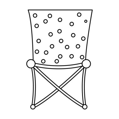 Vector black and white foldable chair icon isolated on white background. Cute tourist sitting place for rest or fishing. Outline camping portable stool illustration. vector Vector black and white foldable chair icon isolated on white background. Cute tourist sitting place for rest or fishing. Outline camping portable stool illustration. vector