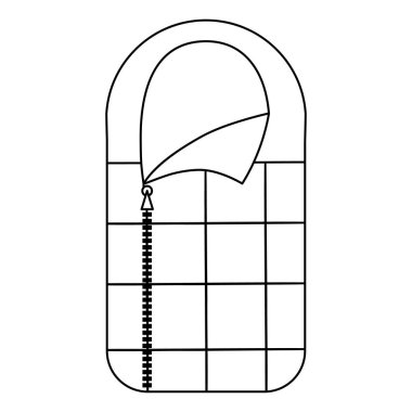 Vector black and white sleeping bag icon. Forest equipment for night sleep isolated on white background. Nature outdoor travel line object. Outline camping illustratio vector Vector black and white sleeping bag icon. Forest equipment for night sleep isolated on white background. Nature outdoor travel line object. Outline camping illustratio vector