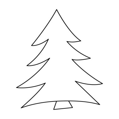 Vektör siyah beyaz köknar ağacı. Orman ya da orman bitkisinin ana hatları. Noel ağacı çizgisi resim simgesi