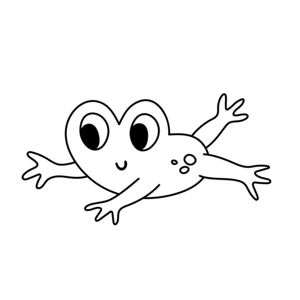Διάνυσμα Ασπρόμαυρου Βατράχου Αστείο Ζώο Του Βάλτου Χαριτωμένο Δάσος Απεικόνιση — Διανυσματικό Αρχείο