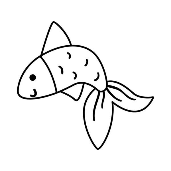 Vector Peces Colores Blanco Negro Icono Línea Pescado Divertido Lindo — Archivo Imágenes Vectoriales