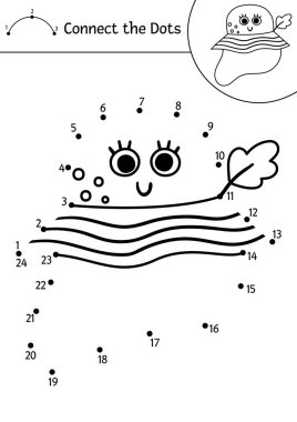 Vector camping dot-to-dot and color activity with cute kawaii panama hat. Summer camp connect the dots game for children. Funny adorable road trip coloring page for kids.