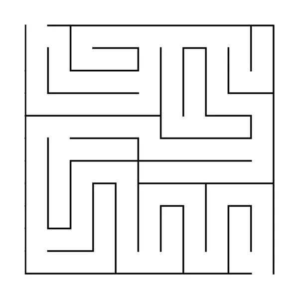 Vector Square Maze Template Blank Black White Labyrinth Game Preschool — Vector de stock