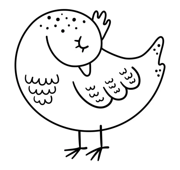 Lindo Pájaro Dormido Blanco Negro Esquema Vectorial Carácter Otoñal Aislado — Vector de stock