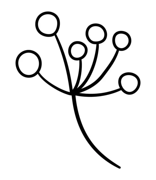 Vecteur Rameau Noir Blanc Avec Baies Décrivez Branche Frêne Montagne — Image vectorielle