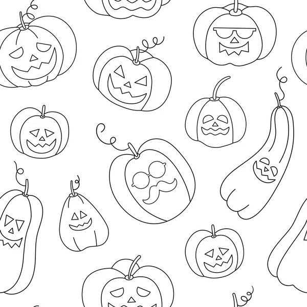 Vector Naadloos Patroon Met Zwart Wit Jack Lantaarns Halloween Feest — Stockvector