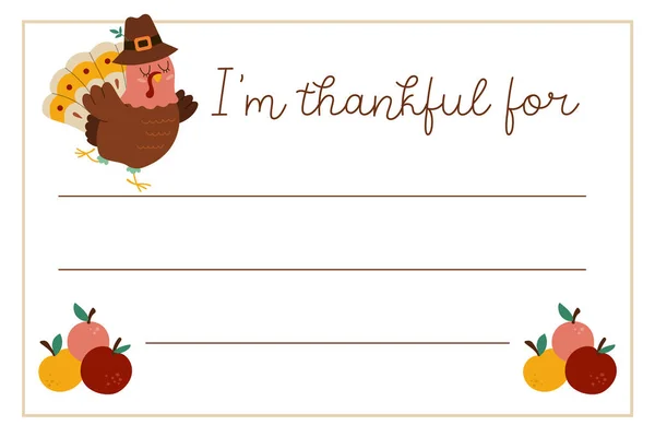 Vector Thanksgiving Kaart Ben Dankbaar Voor Horizontale Letter Sjabloon Met — Stockvector