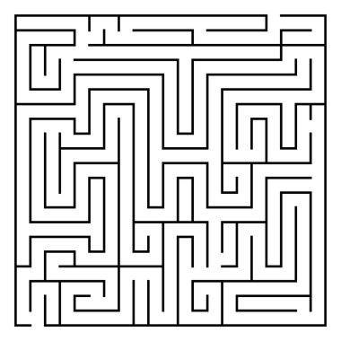 Vektör kare labirent şablonu. Boş siyah ve beyaz geometrik labirent oyunu. Okul öncesi basılabilir eğitim aktivitesi ya da çalışma kağıdı örneği. Alan çizelgesi oynanıyor
