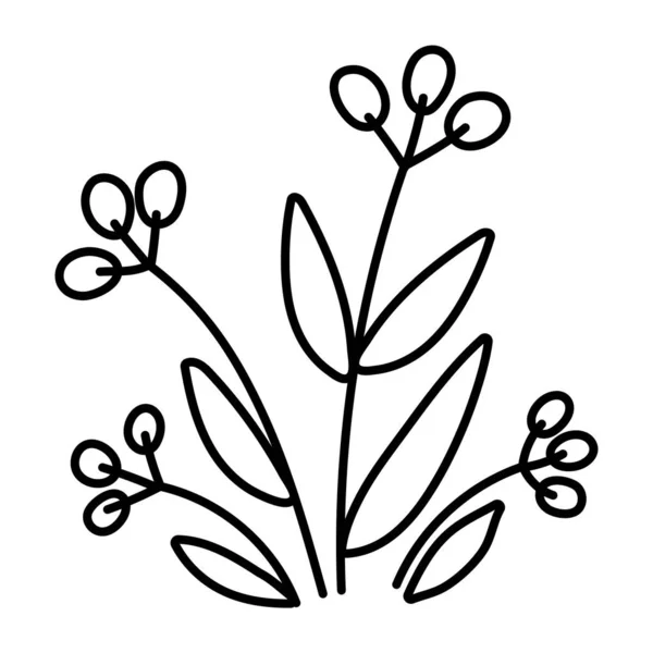 Vector Black White Autumn Berry Bush Icon Fall Plant Outline — 스톡 벡터