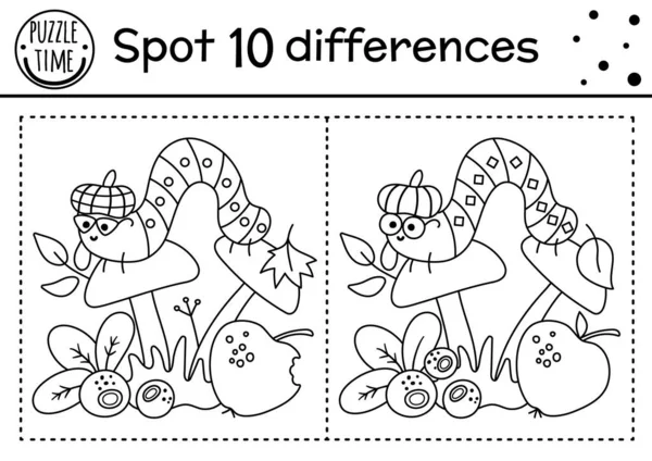 Trouver Des Différences Jeu Ligne Pour Les Enfants Activité Forêt — Image vectorielle