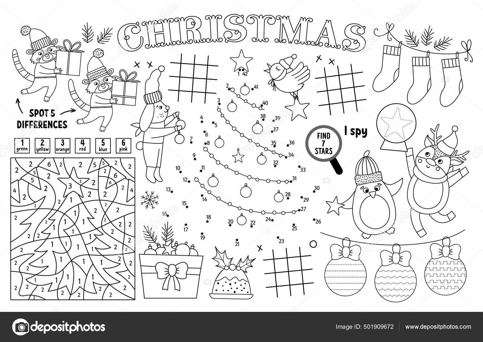 Vector Christmas Placemat Kids Winter Holiday Printable Activity Mat Maze Stock Vector By