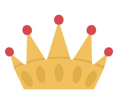 Beyaz arka planda izole edilmiş peri masalı tacı. Vektör fantezi kralı ya da kraliçe aksesuarı. Hükümdarın otorite sembolü. Ortaçağ peri masalı kraliyet mücevheri ikonu. Çizgi film sihirli objec