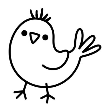 Siyah beyaz çizgi film kuşları tohumları gagalıyor. Noel Hayvanı Klibi. Çocuklar için şirin yeni yıl kuş çizimi. Kış tatili çizgisi simgesi ya da renklendirme pag