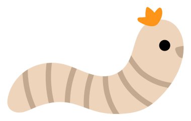 Şirin sürünen solucan ikonu. Komik orman böceği. Tatlı orman, çiftlik, beyaz arka planda izole edilmiş çocuklar için bahçe böceği çizimi. Paskalya Köyü karakter klipsi