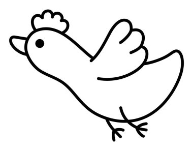 Tuft çizgisi simgesi olan uçan bir taşıyıcı kuş. İlkbahar göçmen hayvan boyama sayfası. Beyaz grupta soyutlanmış çocuklar için şirin bir Paskalya köyü karakteri.